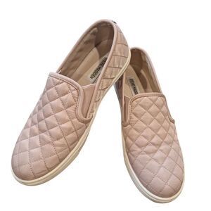 Steve Madden Light Pastel Pink Quilted Slip-On Loafer Sneakers 8.5